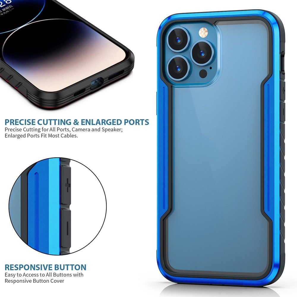 Defense Shield Shockproof Aluminum and Polycarbonate Heavy Duty Armor Phone Case For iPhone 15 14 13 Pro Max