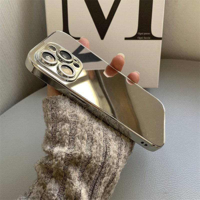 Luxury Glossy Plating Gold Silver Mirror Plain Phone Case for iphone x xr xs 11 12 13 14 15 16 pro max golden cases