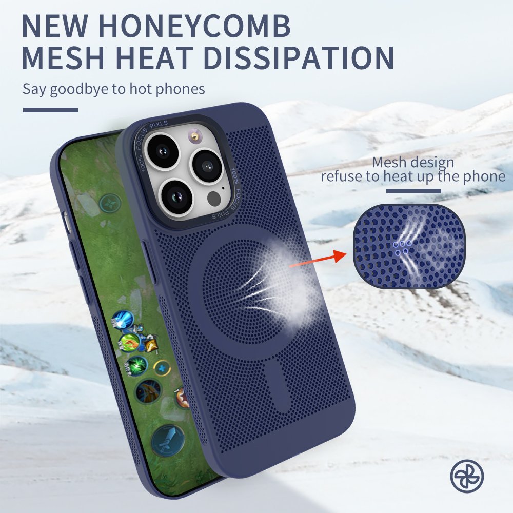 Full PC Wireless Charging Metal Lens Metal Frame Breathable Mobile Phone Case For IPhone 14 pro