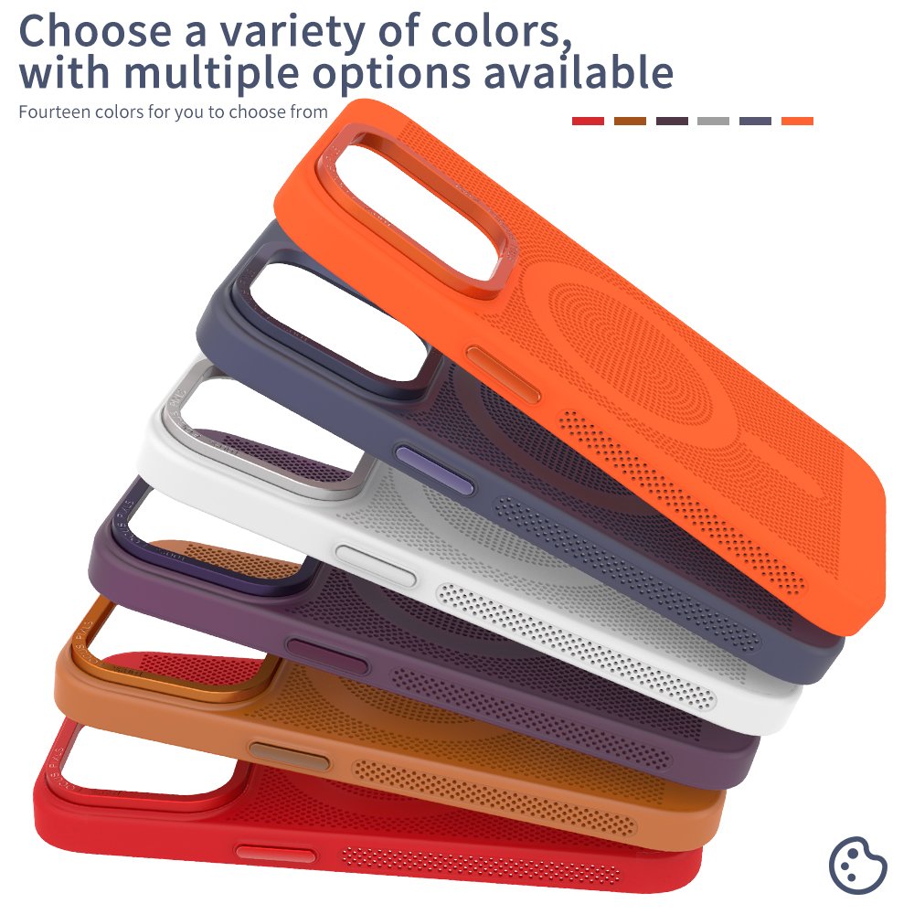 Full PC Wireless Charging Metal Lens Metal Frame Breathable Mobile Phone Case For IPhone 14 pro