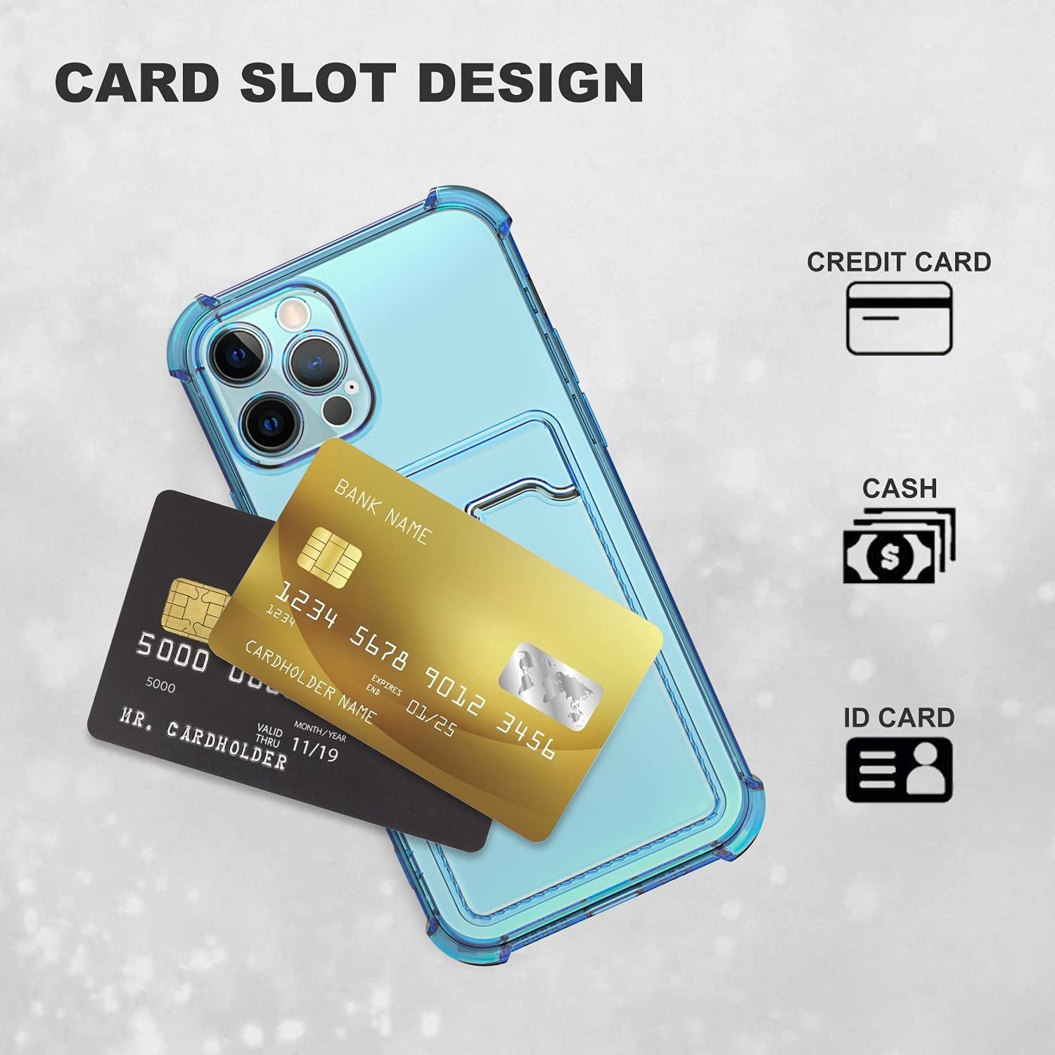 Tpu Credit Holder Silicone Shockproof Clear Card Wallet Smart Cover Designer Wallet Phone Case For Iphone 12 13 14 15 Pro Max
