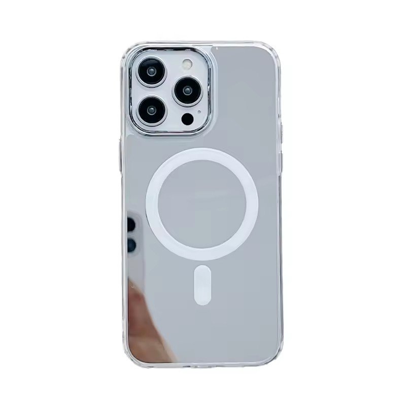 Wholesale mirror Magnetic Safe Wireless Charge Magnet Acrylic Mobile Phone Cases For Iphone 12 13 14 15 16 17 Pro Max Cover