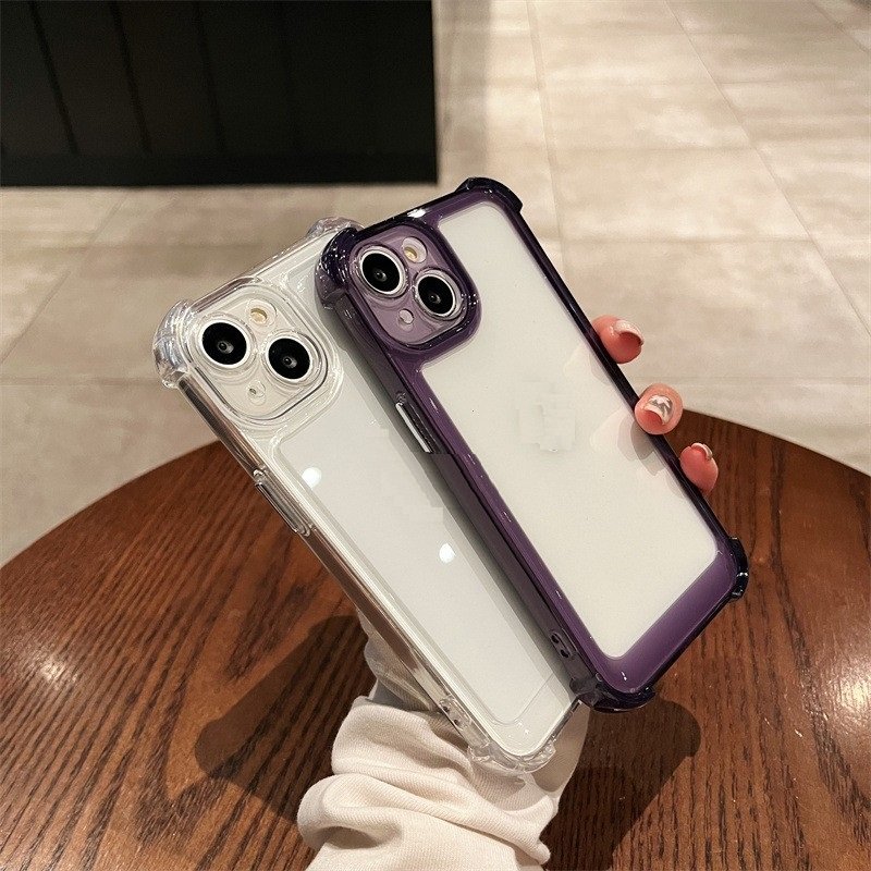 Airbag Acrylic Case For iPhone 16 15 Pro max Space mobile phone Hard TPU+PC Transparent Shockproof Cover 12 mini 13 11 14 Pro