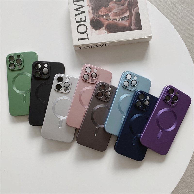 Antiman Metallic paint electroplating magnetic attraction for iphone 14 lens film Soft Shell case for iphone 15 12promax xxsmax