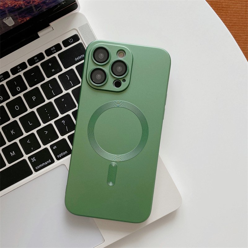 Antiman Metallic paint electroplating magnetic attraction for iphone 14 lens film Soft Shell case for iphone 15 12promax xxsmax