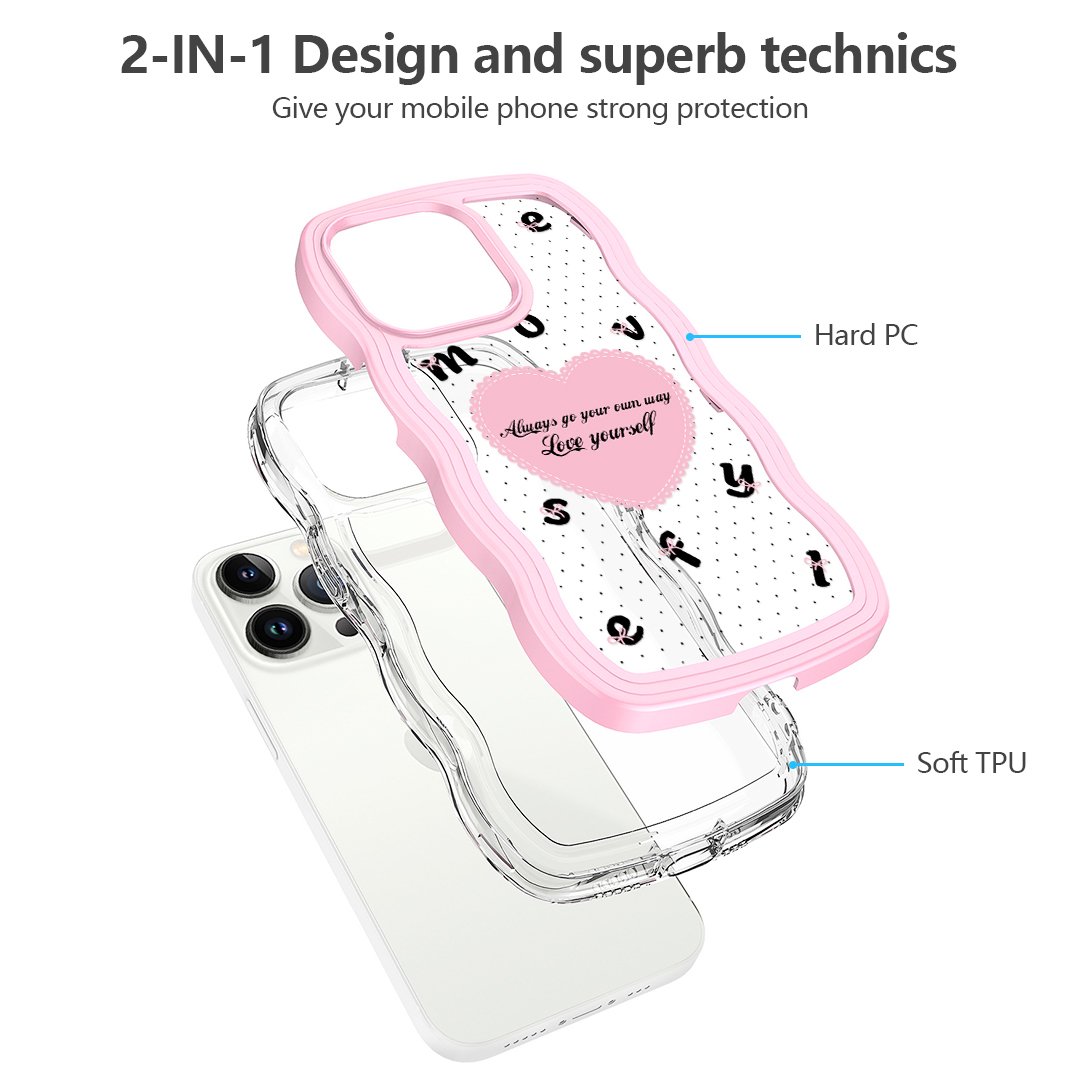 Lovely 2 in 1 Soft TPU Multiple Colors Wavy Shockproof Mobile Phone Cases For iPhone 15 14 13 12 Pro Max Plus Back Case Covers