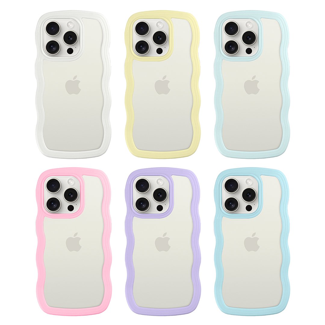 Lovely 2 in 1 Soft TPU Multiple Colors Wavy Shockproof Mobile Phone Cases For iPhone 15 14 13 12 Pro Max Plus Back Case Covers