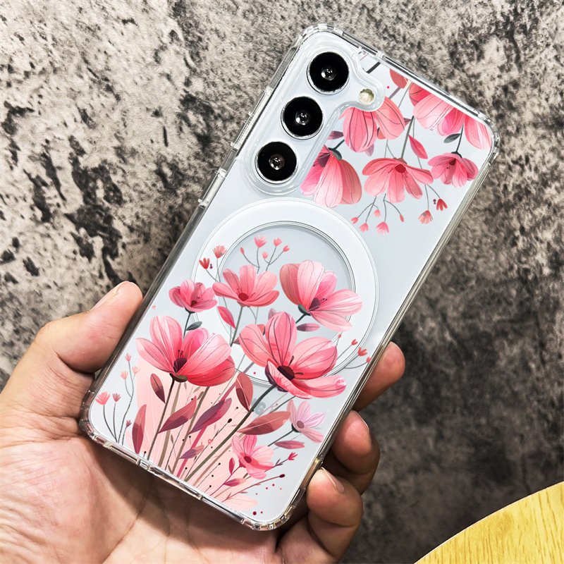 Clear Magnetic Flower hard Phone Case For Samsung Galaxy A34 54 14 54