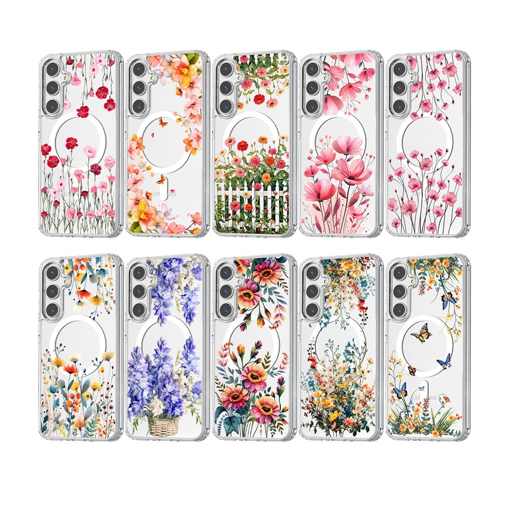Clear Magnetic Flower hard Phone Case For Samsung Galaxy A34 54 14 54