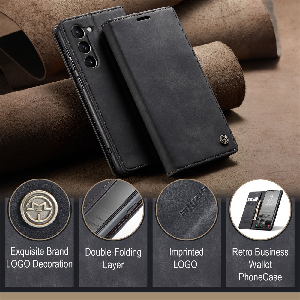 Caseme Luxury Vintage Leather Multi-function Mobile Phone Holder Wallet Card Bag for Samsung S23 22 21 Ultra Phone Case