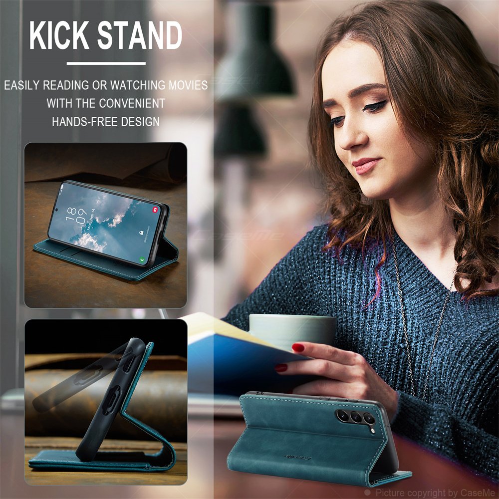 Caseme Luxury Vintage Leather Multi-function Mobile Phone Holder Wallet Card Bag for Samsung S23 22 21 Ultra Phone Case