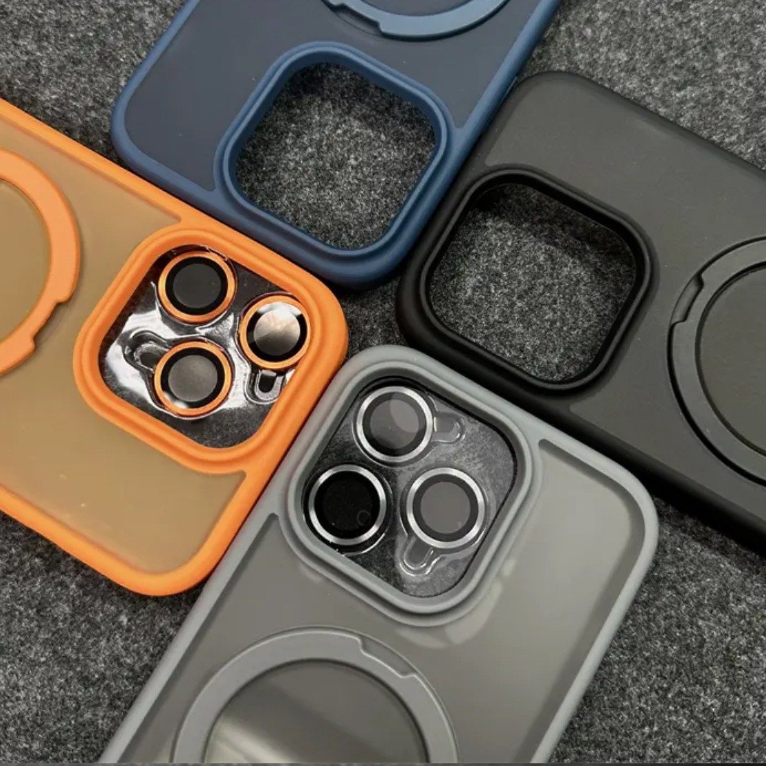 With Lens Film Protect Metal Holder Magnetic Charging Mobile Phone Case For iPhones 12 13 1416 16 pro max Back Cover