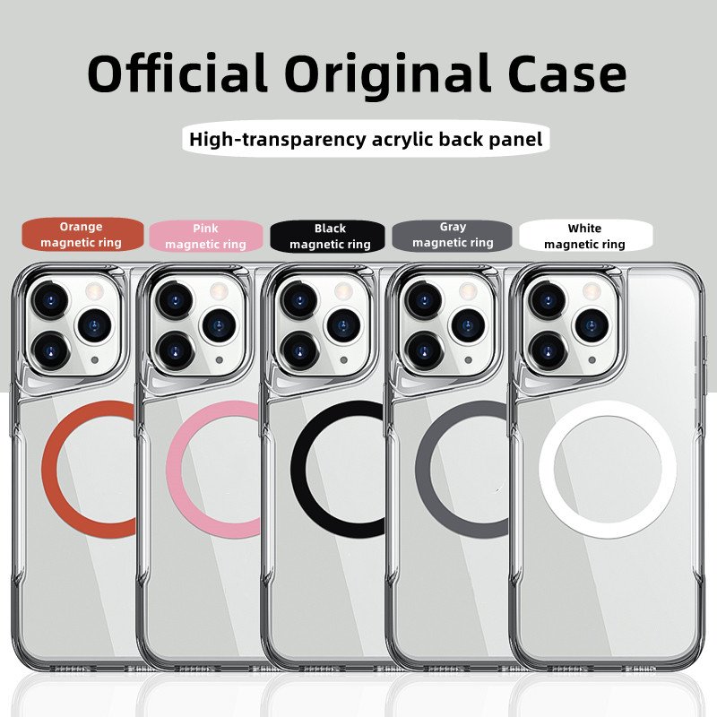 Premium Transparent Magnetic Phone Case Clear Soft TPU Acrylic Hard Cover Shockproof Shell For iPhone 11 12 13 14 15 Pro Max