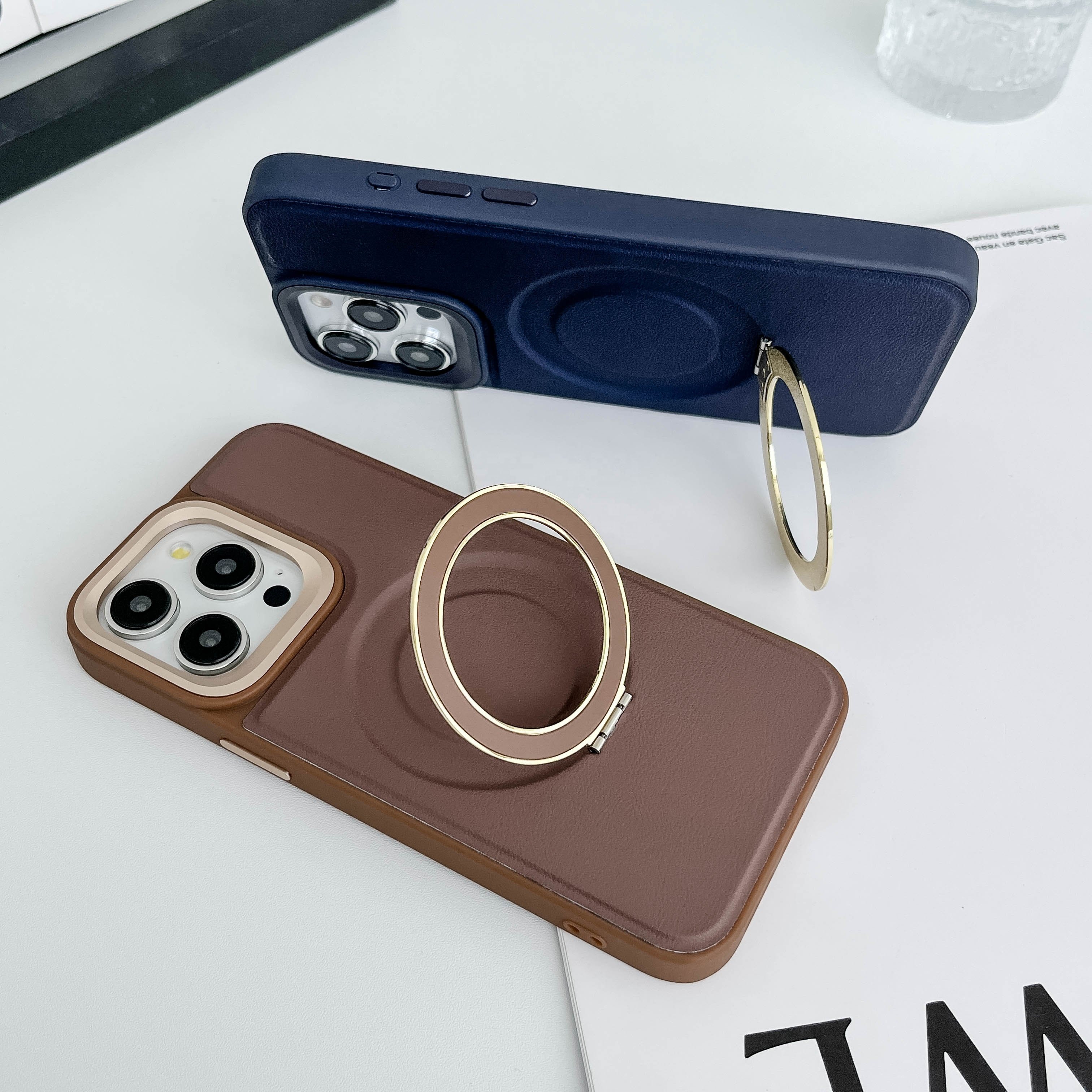 Stylish Metal Camera Protective Cover And Magnetic Stand Shockproof Mobile Phone Cases For iPhone 16 15 14 13 12 Pro Max Plus