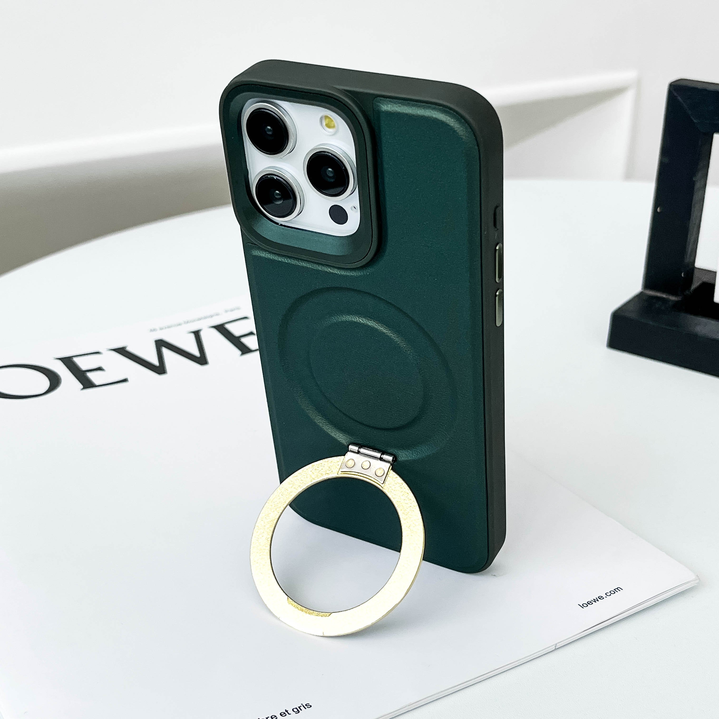 Stylish Metal Camera Protective Cover And Magnetic Stand Shockproof Mobile Phone Cases For iPhone 16 15 14 13 12 Pro Max Plus