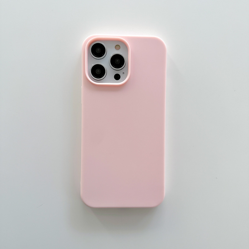 Solid color liquid silicone IP13 mobile phone case for Iphone 15 promax 14plus Colorful frosted TPU Shock-proof Protective shell