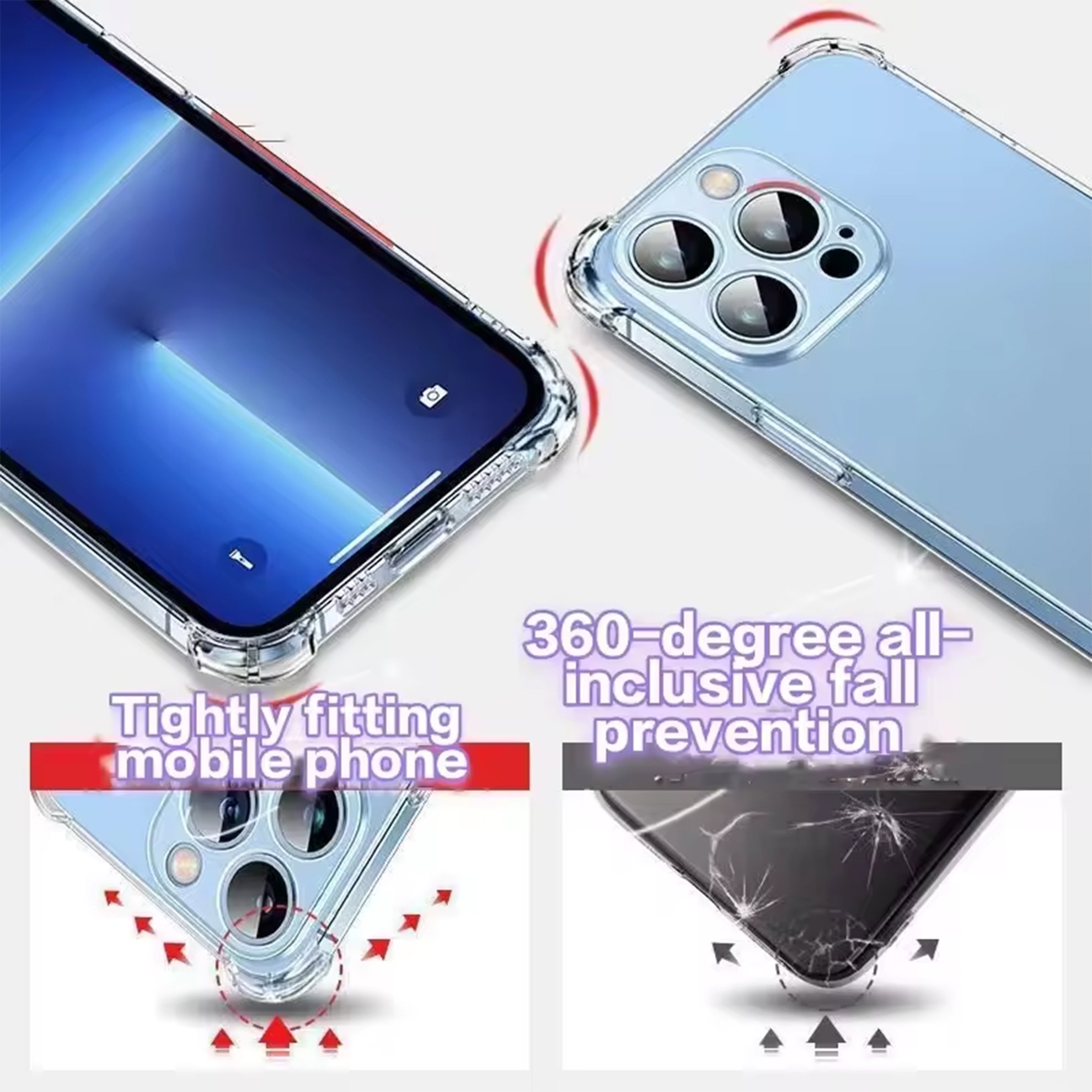 for iphone 15 pro max corners transparent fine hole anti-drop phone case all-inclusive for iPhone 14 pro max 13 protective case