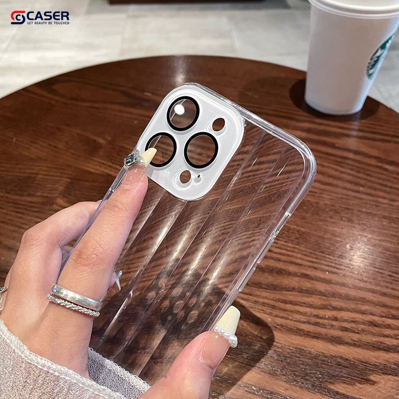 Anti-fall Solid Color Airbag Down Coat Phone Case Heat Dissipation Lens Flim Transparent Phone Cover For Iphone 16 15