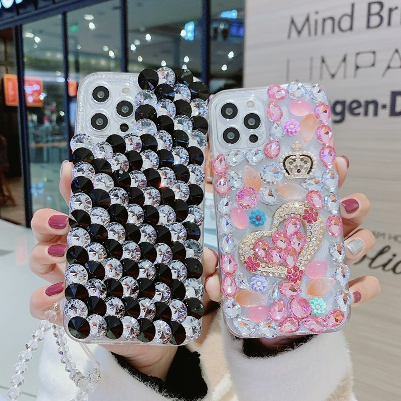 Luxury Women design Bling Diamond TPU PC Cell Phone Case For iPhone 11 Pro Max 12 Pro Max 12 Mini XS Max XR