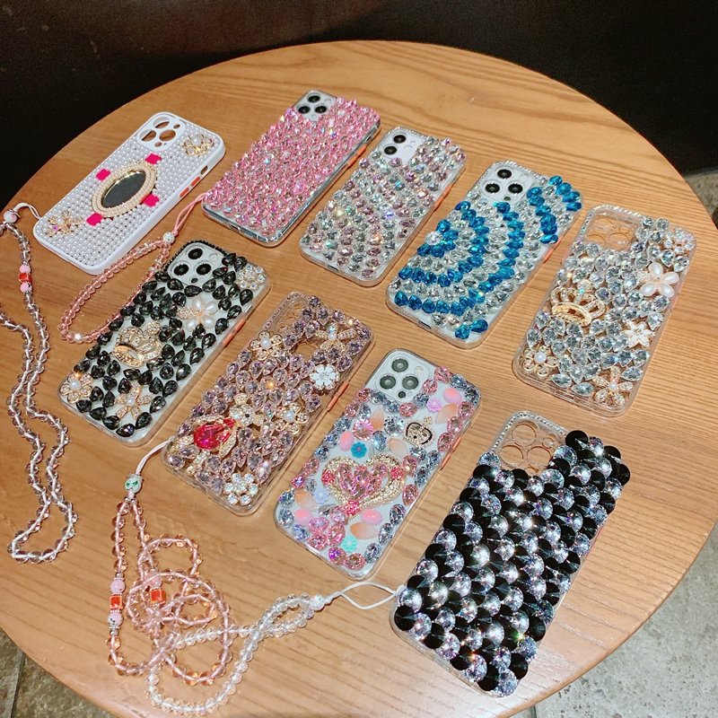 Luxury Women design Bling Diamond TPU PC Cell Phone Case For iPhone 11 Pro Max 12 Pro Max 12 Mini XS Max XR