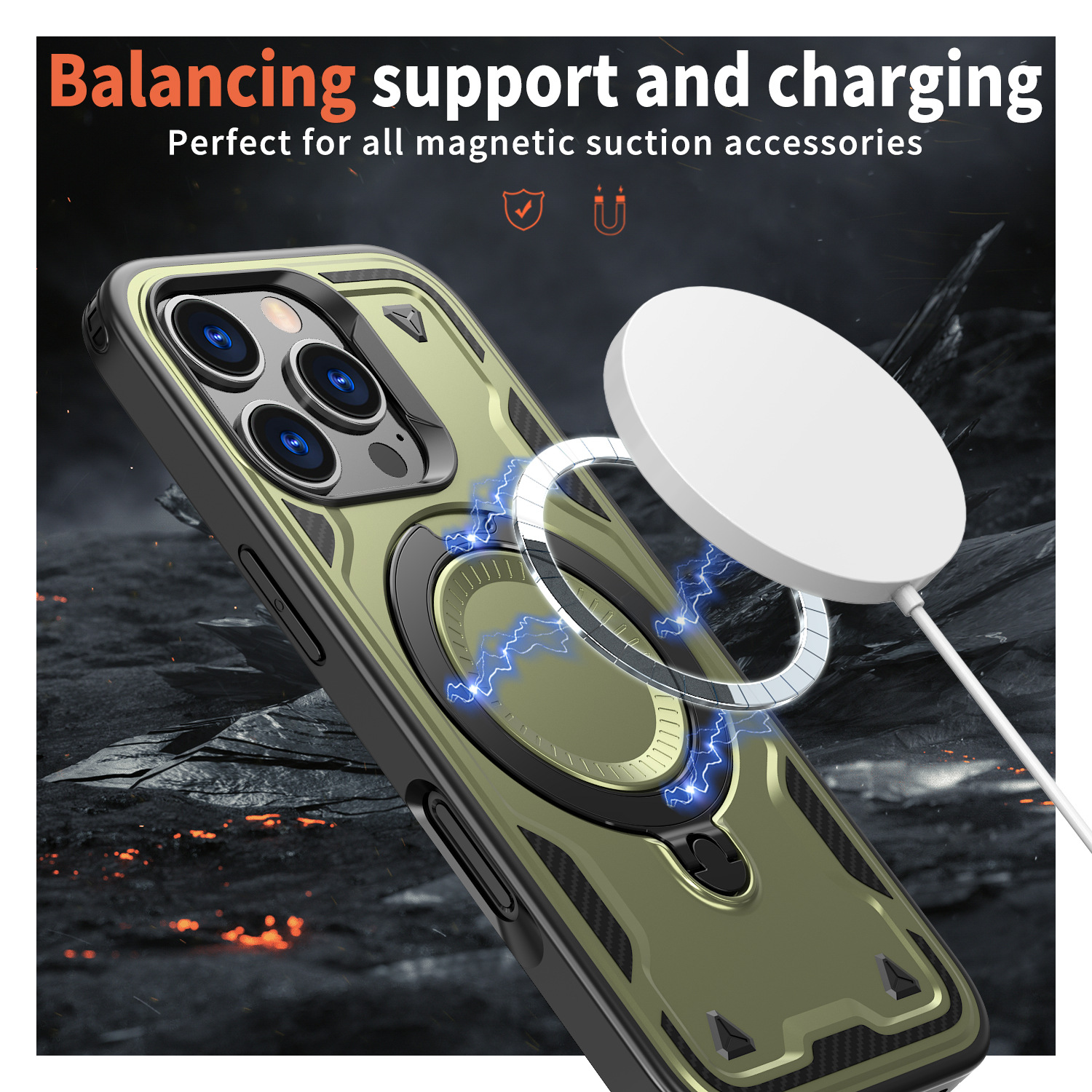 High Quality Shockproof TPU PC Phone Case Anti Shock Magnetic Wireless Charging Phone Case for iPhone 16 15 Pro Max