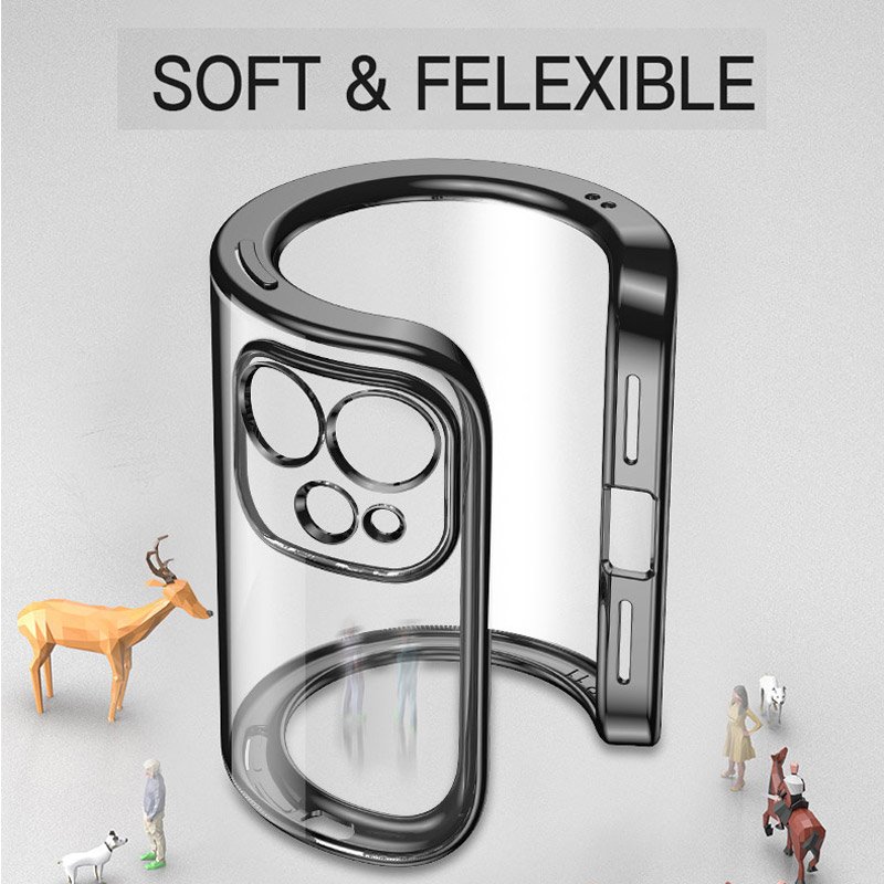 Luxury Candy Transparent Phone Case For iPhone 16 15 14Pro Max 13Pro Soft Silicone Straight Edge Plating Shockproof Cases Cover