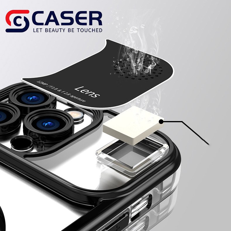 Electroplated Hidden Holder Aromatherapy Mobile Phone Case Transparent Logo Cut Bumper Cell Phone Cover For Iphone 16 pm 15 14