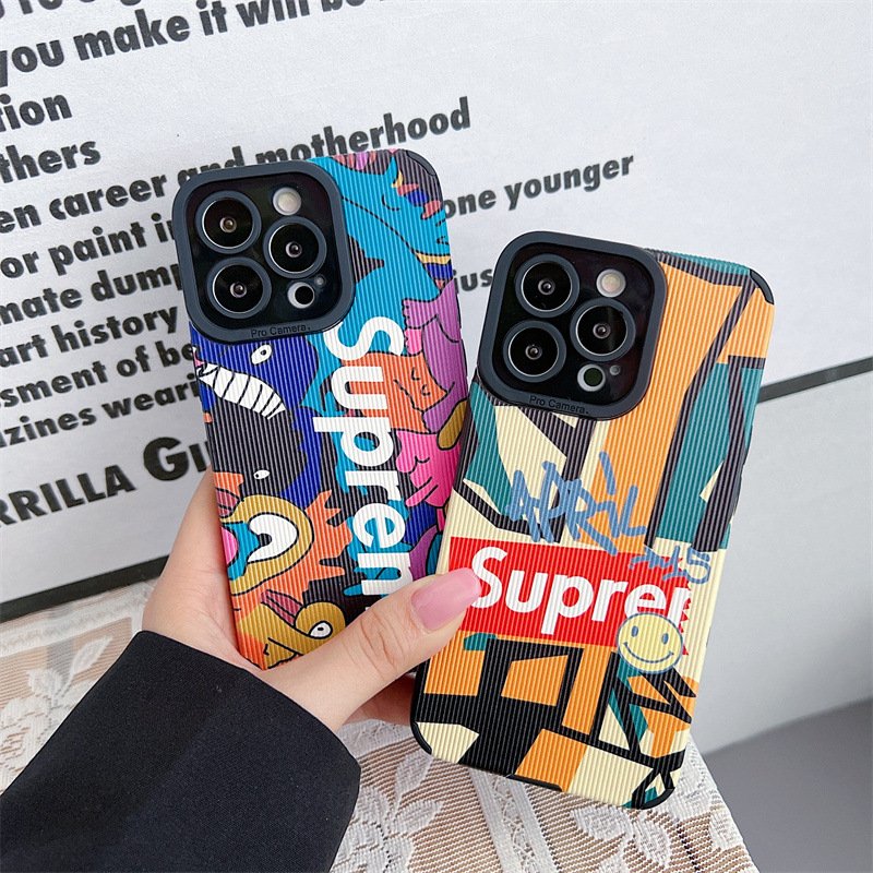 Tide Brand Supre Silicone leather printing Phone Case For iPhone 15 14 Pro max 13 12 11 XS XR 7 8 Shockproof Mobile Back Cover