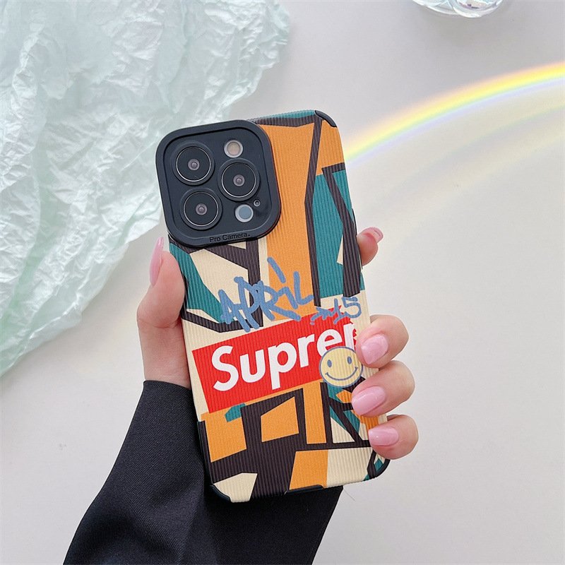 Tide Brand Supre Silicone leather printing Phone Case For iPhone 15 14 Pro max 13 12 11 XS XR 7 8 Shockproof Mobile Back Cover