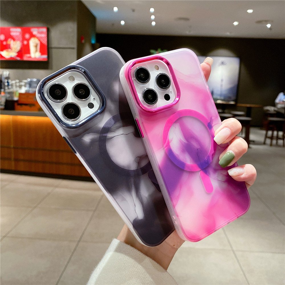 For iPhone16pro ink watercolor matte skin magnetic suction mobile phone case 15promax anti-fall protective cover 14plus