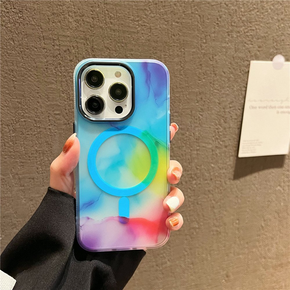 For iPhone16pro ink watercolor matte skin magnetic suction mobile phone case 15promax anti-fall protective cover 14plus