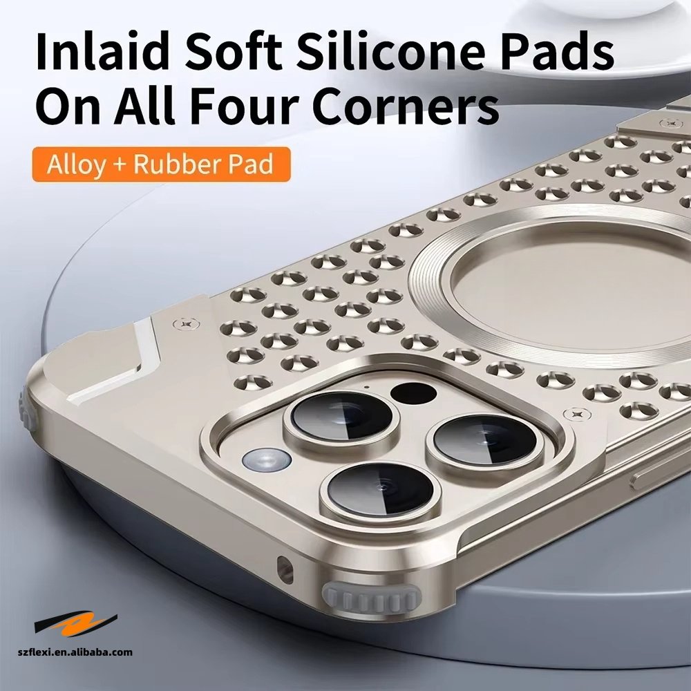 Titanium Alloy Rimless Case For iPhone 15 14 13 Pro Max Plus Strong Magnetic Shockproof Cover Heat Dissipation Metal Cases