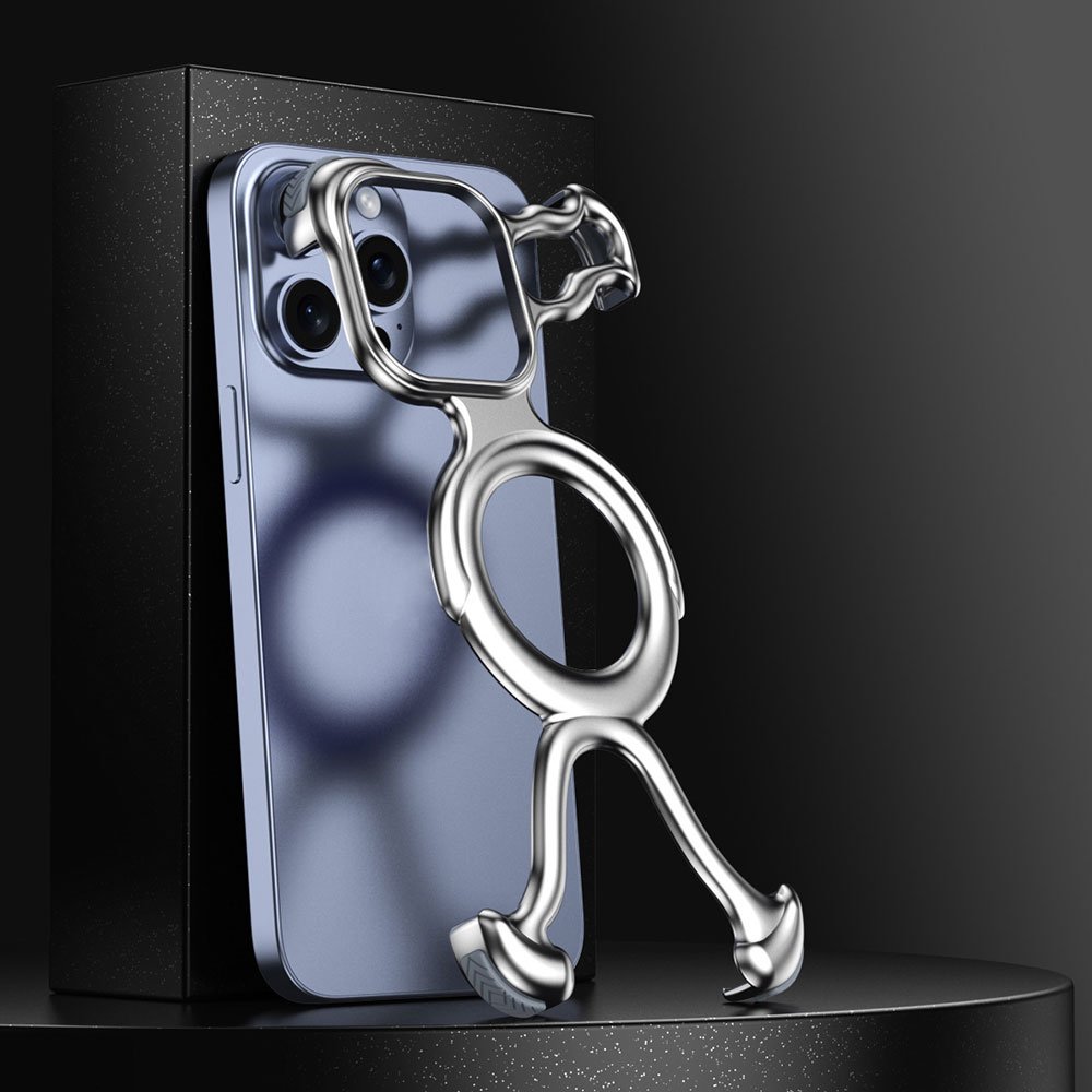 Laudtec Sjk708 Liquid Metal Mobile Phone Case Hollow Out Magnetic Stand Luxury For Iphone 16 15 14 13 12 11 Plus Pro Max