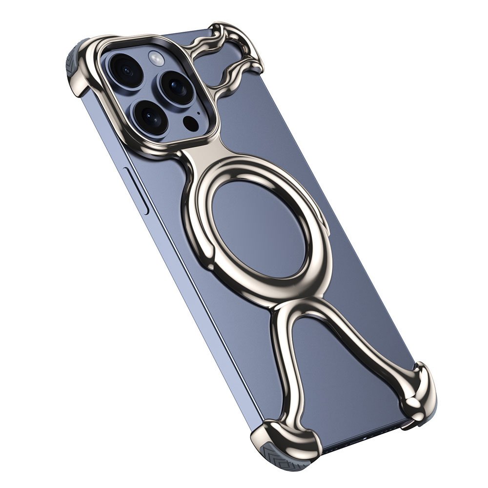 Laudtec Sjk708 Liquid Metal Mobile Phone Case Hollow Out Magnetic Stand Luxury For Iphone 16 15 14 13 12 11 Plus Pro Max