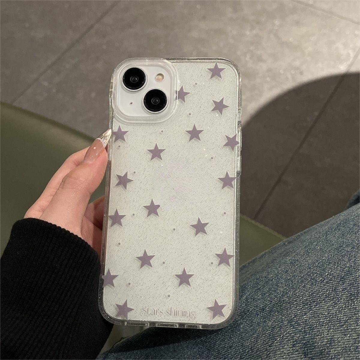 Korean ins niche design girl frosted star mobile phone case for 15promax/11/13/14pro mobile phone protective case soft case