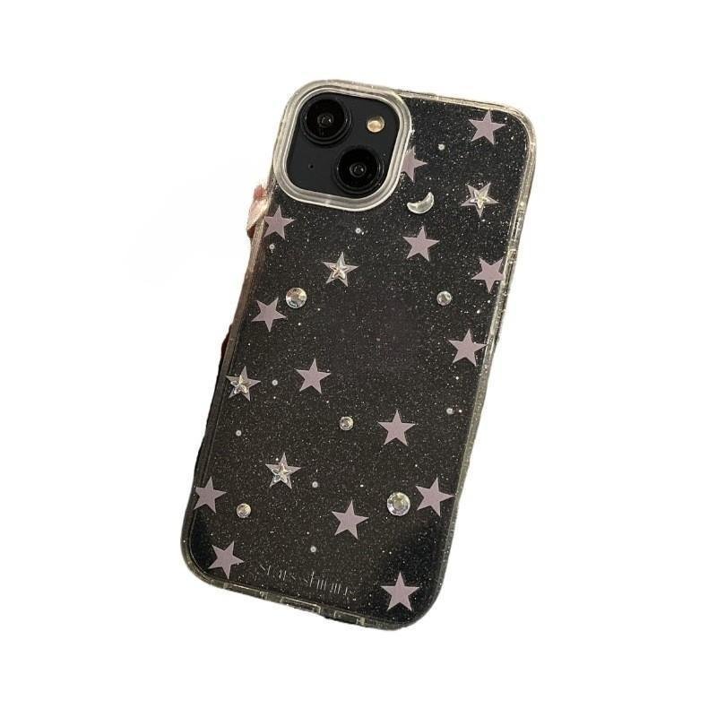 Korean ins niche design girl frosted star mobile phone case for 15promax/11/13/14pro mobile phone protective case soft case