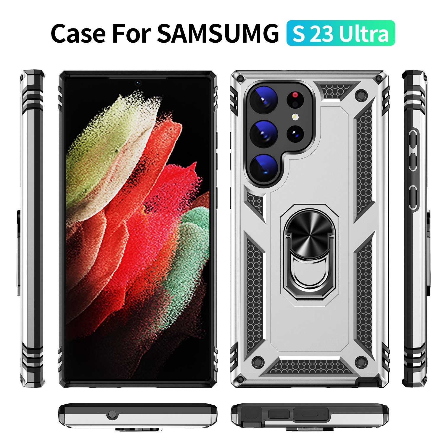 Mobile Phone Accessories Metal Ring Kickstand Armor Case For Samsung Galaxy S23 Ultra S23+ S22 Ultra S22+ S21 FE S21 Ultra S21+