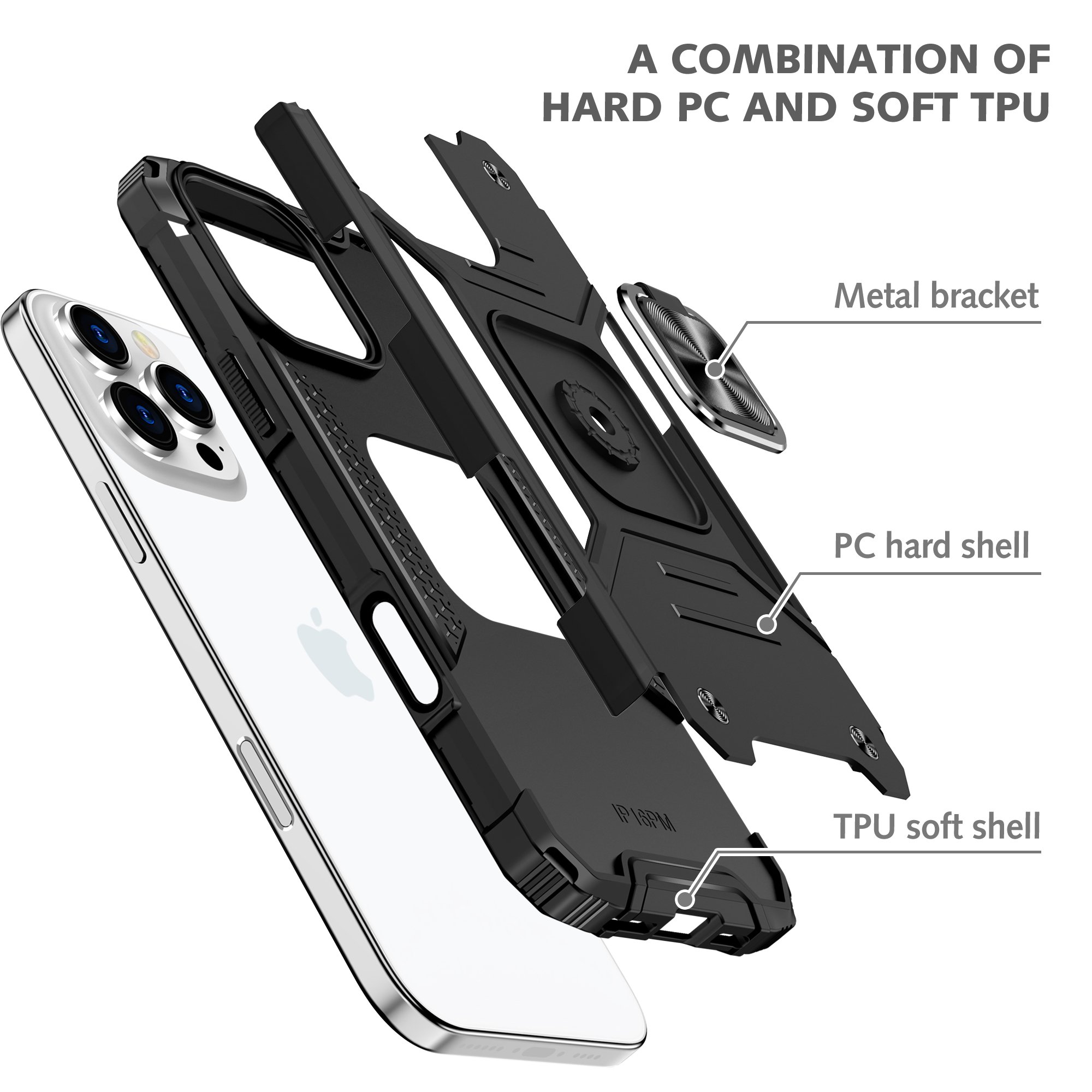 For iPhone 16 Pro Max 15 Plus 14 13 12 11 Samsung S24 Ultra S23 A55 A05S MOTO G 5G Kickstand Rugged Armor Shockproof Phone Case