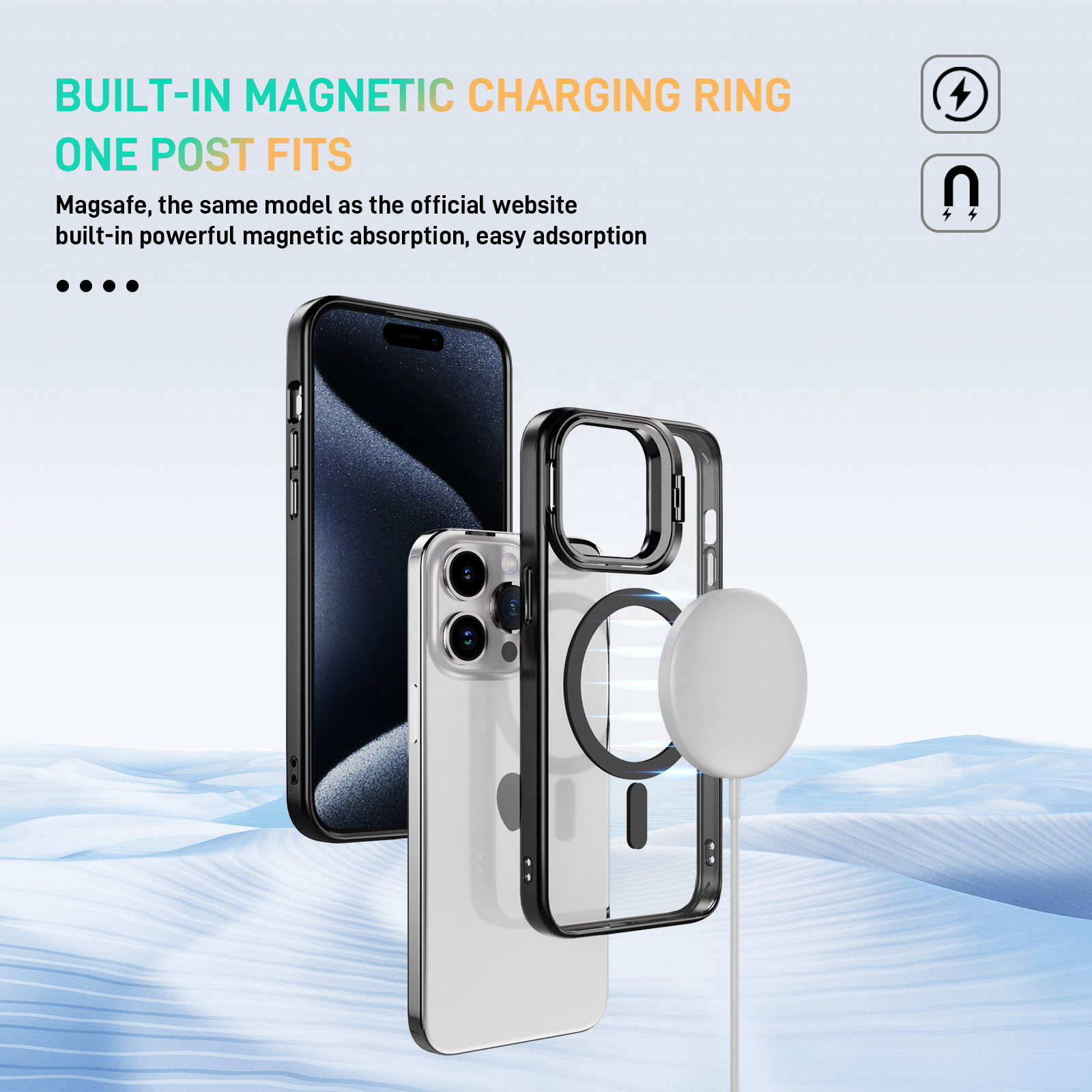 With Lens Bracket Clear Magnetic Phone Case New Luxury Cover with Camera Holder for Iphone 15 Promax 14 Pro 13 12 11 1 Piece