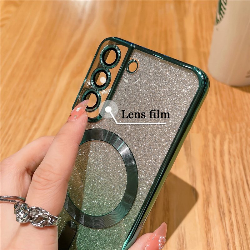 Gradient Glitter Magnetic Wireless Charging Clear Soft Cases Cover For Samsung S23 Ultra S22 S21 Plus S21FE