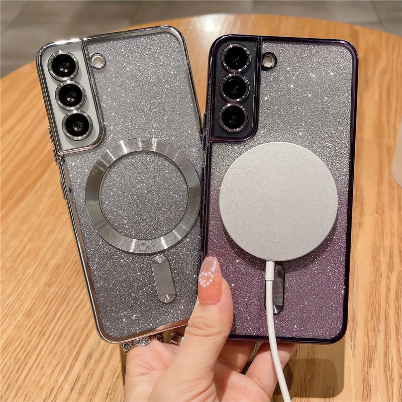 Gradient Glitter Magnetic Wireless Charging Clear Soft Cases Cover For Samsung S23 Ultra S22 S21 Plus S21FE