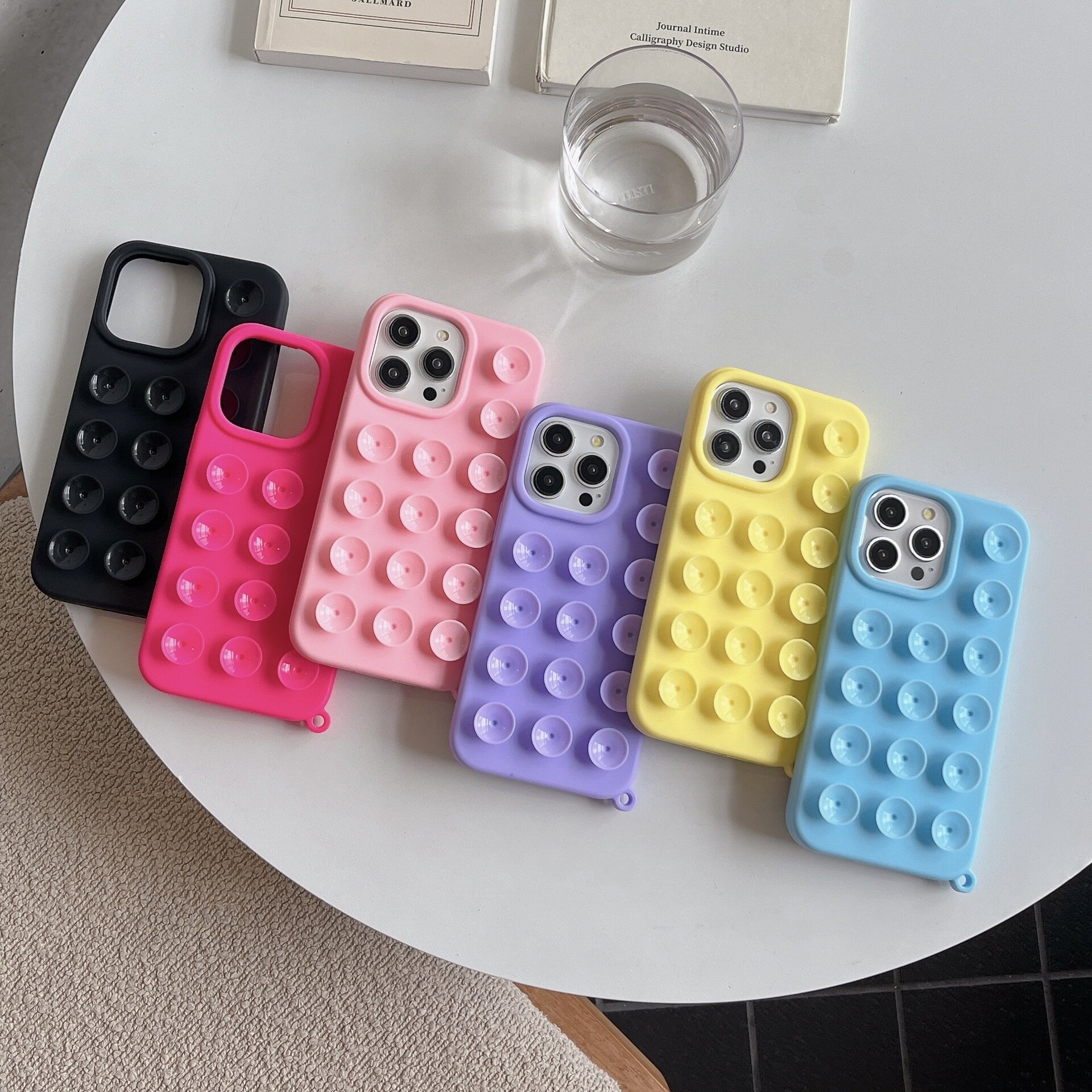 Newest Silicone Adhesive Suction Cup Mount Holder Mobile Phone Cases for iPhone 12 13 14 15 16 Pro Max Phone Accessories