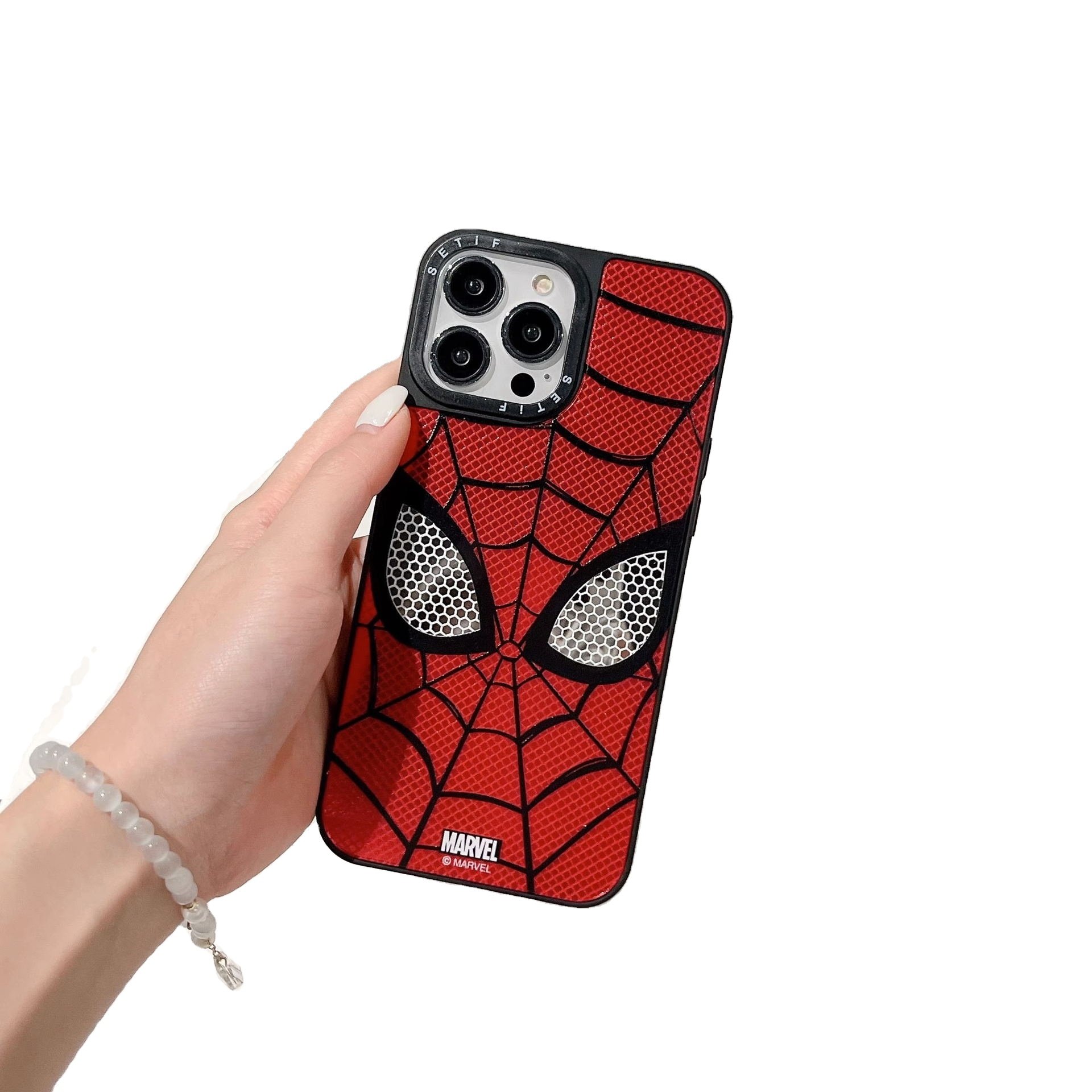 Popular custom stylish mirror mobile case print cartoon pattern Spider-Man protective cover for Iphone 11/12/13/14/15/16 pro max
