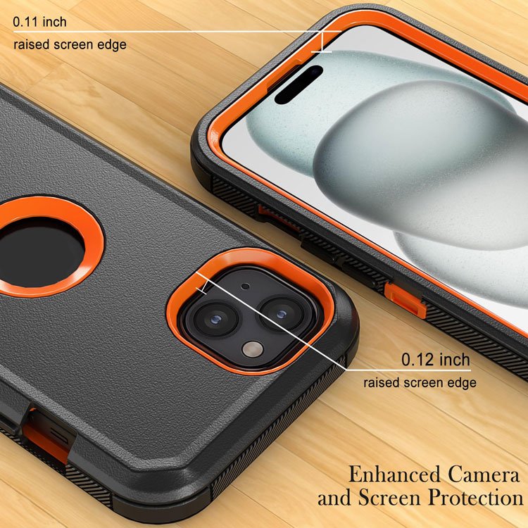 Defender Holster Phone Case For iPhone 16 15 14 13 11 Pro Max Build In Screen Rugged Belt Clip Kickstand Heavy Duty Robot Cover