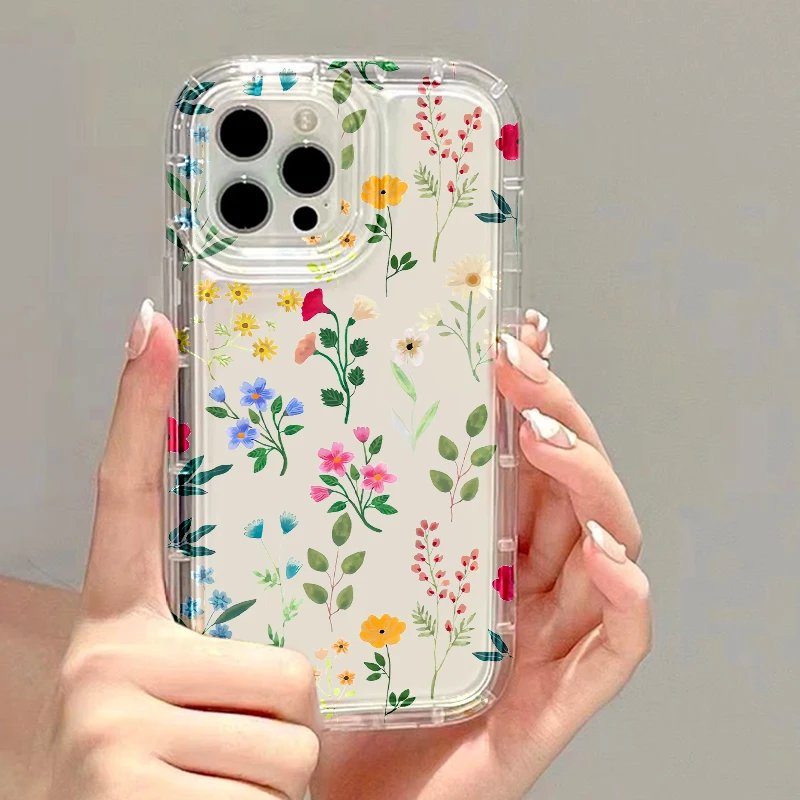 For IPhone 14 Pro Max Cases Phone Case For IPhone 11 Case 15 12 13 Pro Max XR XS 8 7 Plus Transparent Rose Flower Cover