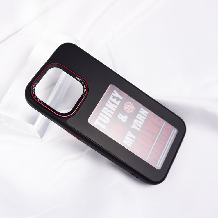 MRYES Luxury Design 2023 Custom Logo Brand E Ink Smart DIY Phone Case For iPhone 14Pro Max iPhone 15 Pro Max