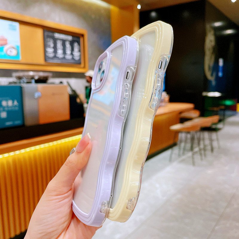 Ins style big wave 2-in -1 transparent phone case for iphone 11 12 13 14 15 16 promax airbag anti-fall phone accessories