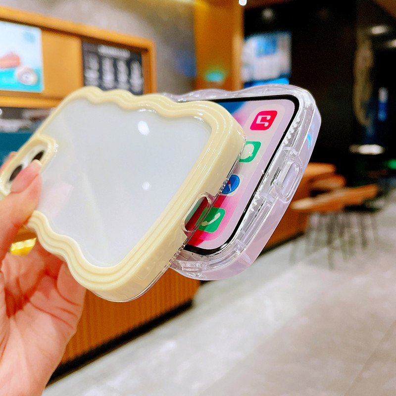 Ins style big wave 2-in -1 transparent phone case for iphone 11 12 13 14 15 16 promax airbag anti-fall phone accessories