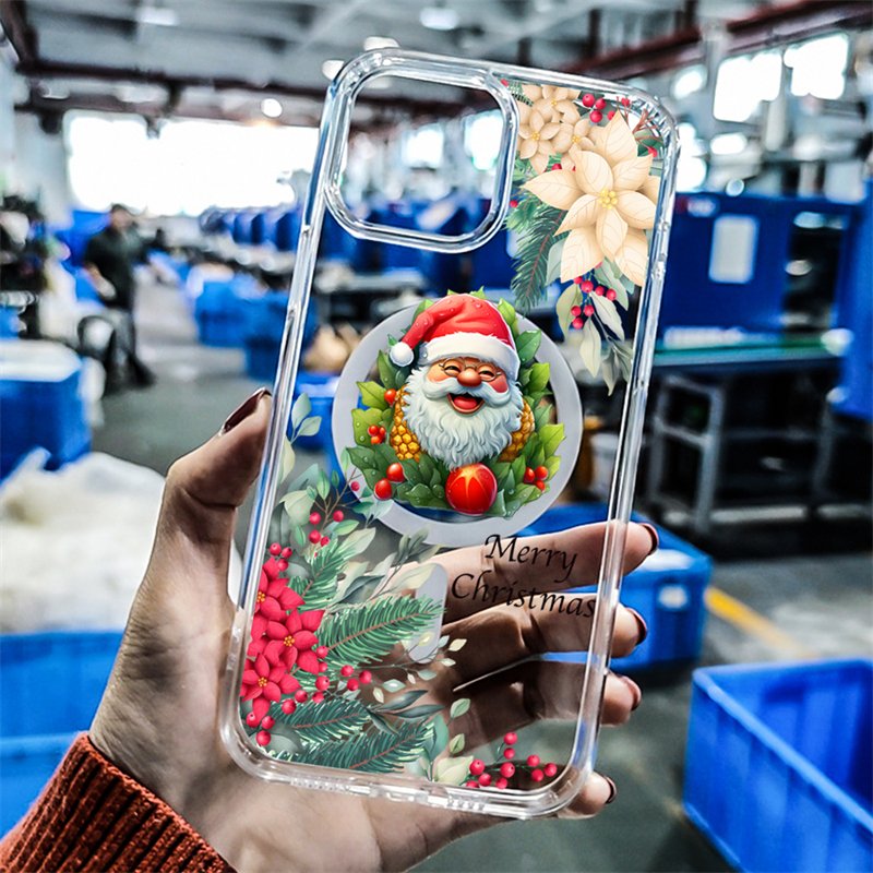 Transparent Magnetic Merry Christmas Uv Print Phone Case For iPhone 16
