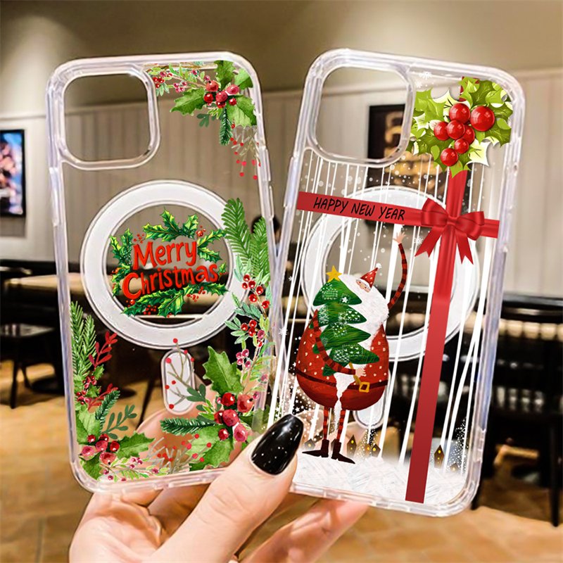 Transparent Magnetic Merry Christmas Uv Print Phone Case For iPhone 16
